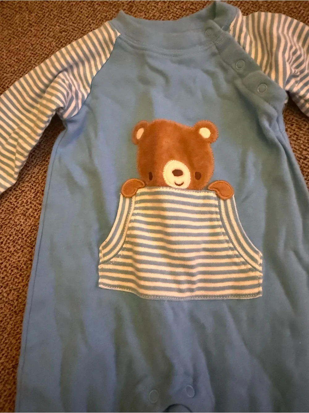 Gymboree Blue and White Bear Pocket One-Piece Bodysuit